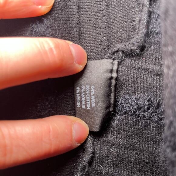 Eileen Fisher Felt Ladder Wool Mohair Blend Open Front Cardigan Sweater Black S - Picture 5 of 5